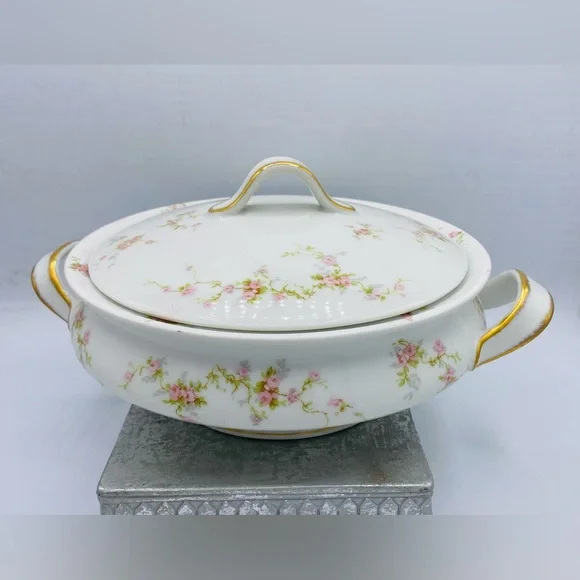 Antique Theodore Haviland Limoges France Porcelain Lidded Serving Tureen Bowl - Picture 1 of 9